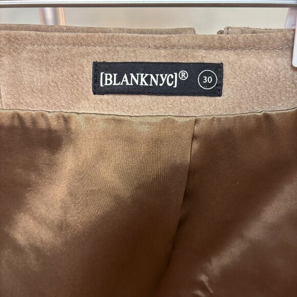 Blank NYC Asymmetrical Leather Mini Skirt - neutral brown zipper detail - Picture 6 of 10